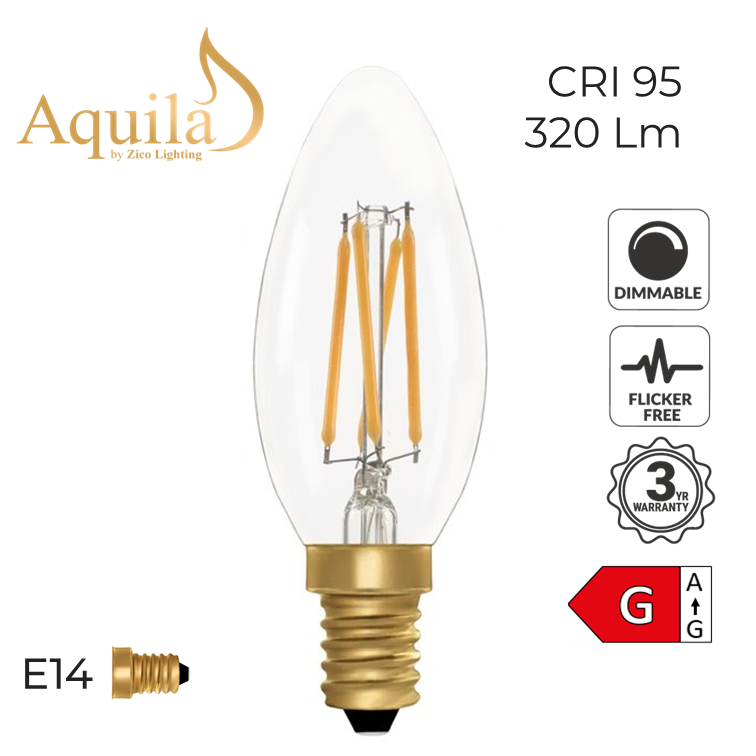 Candle C35 Clear 4W 2200K E14 Light Bulb