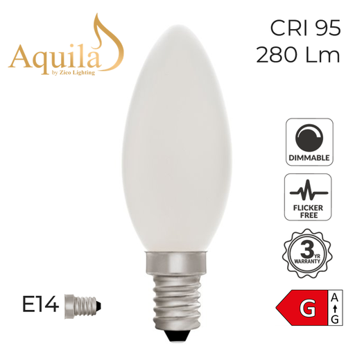[ZL-C35/4W27E14P] Candle C35 Porcelain 4W 2700K E14 Light Bulb