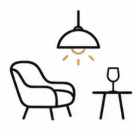 Warm hospitality lighting icon
