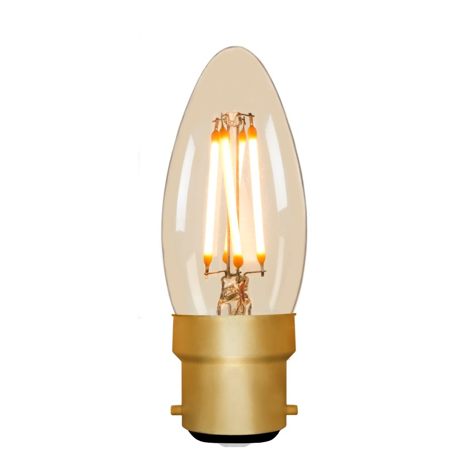 Candle C35 Amber 4W 2000K B22 Light Bulb