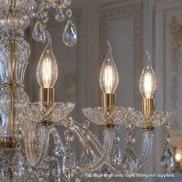 C35 Flame Tip Candle Clear Warm White Decorative LED Filament Bulb 4W 2700K E14