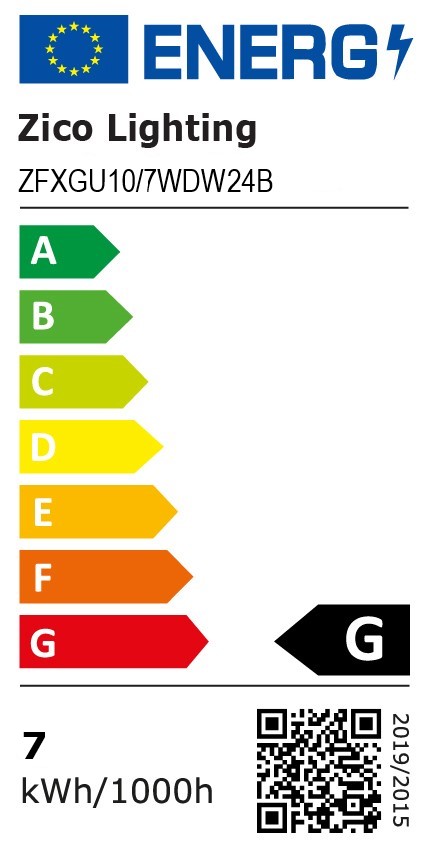 EU label GU10 Dim to Warm Spotlight 7W 2000 - 3000K 24°