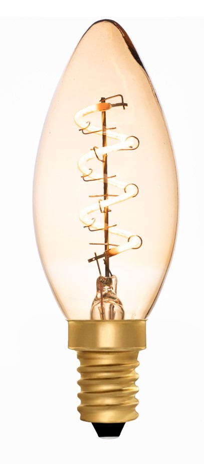 Candle C35 Helix Amber 2W 2000K E14 Light Bulb