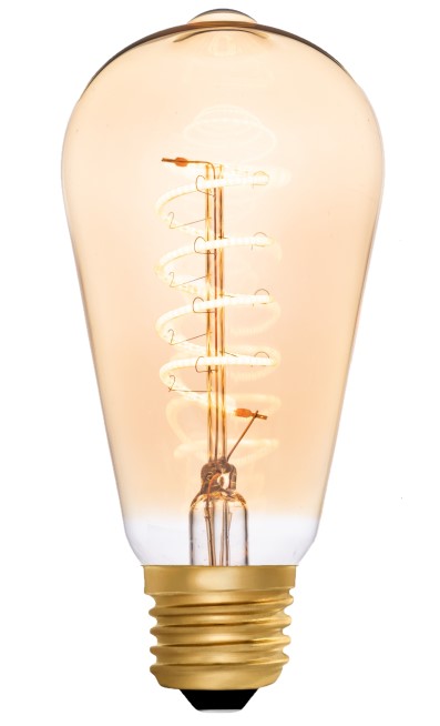 Squirrel Cage ST64 Helix Amber 4W 2000K E27 Light Bulb