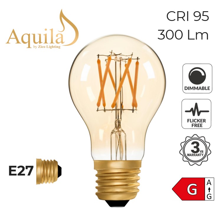 GLS A60 Amber 4W 2000K E27 Light Bulb