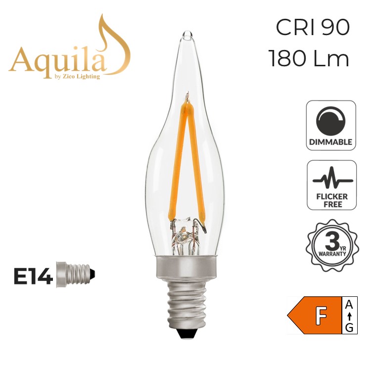 French Candle C22 Clear 2W 2700K Light Bulb