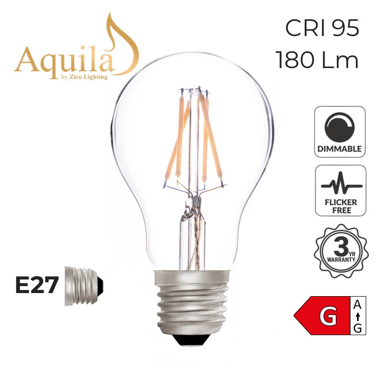 ​GLS A60 Clear 2W 2700K E27 Light Bulb