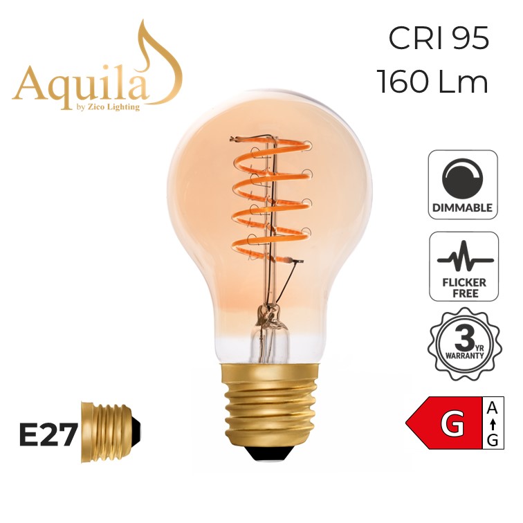 ​GLS A60 Helix Amber 4W 2000K E27 Light Bulb