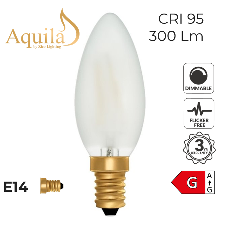 C35 Candle Frosted Vintage Warm Decorative LED Filament Bulb 4W 2200K E14