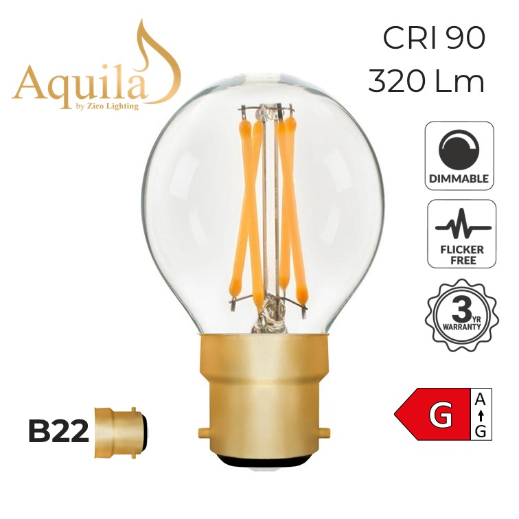 Golfball G45 Clear 4W 2200K B22 Light Bulb