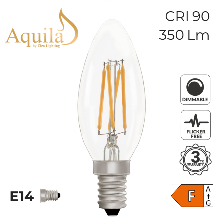 Candle C35 Clear 4W 3000K E14 Light Bulb