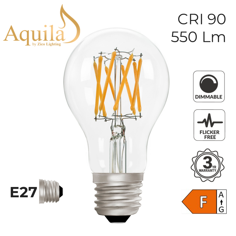 GLS A60 Clear 6W 2700K E27 Light Bulb