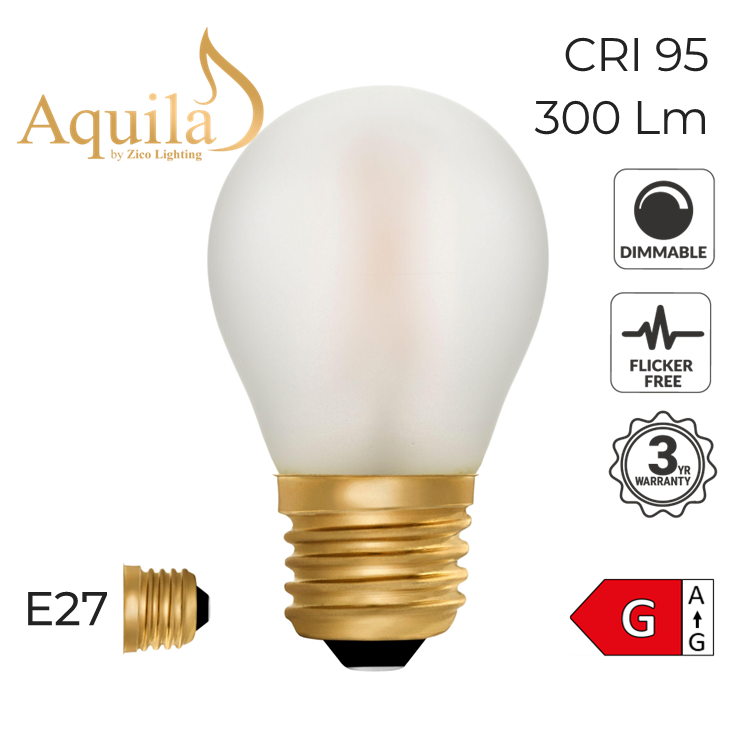 G45 Golfball Frosted Vintage Warm Decorative LED Filament Bulb 4W 2200K E27