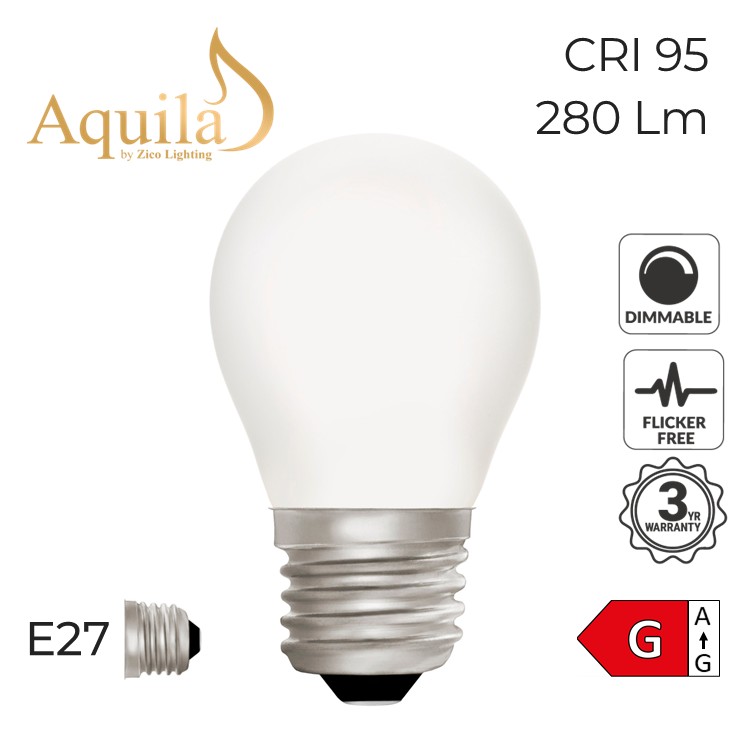 G45 Golfball Porcelain Warm White Decorative LED Filament Bulb 4W 2700K E27