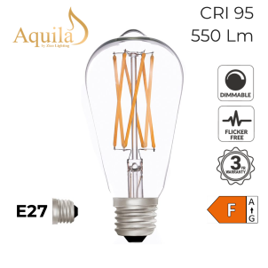 ST64 Squirrel Cage Clear Warm White Decorative LED Filament Bulb 6W 2700K E27