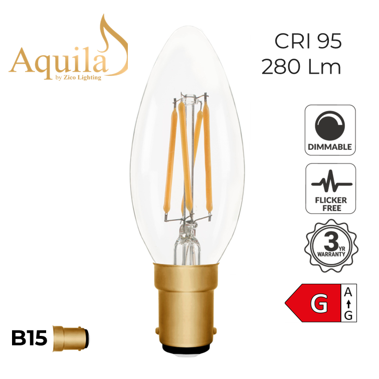 Candle C35 Clear 4W 2200K B15 Light Bulb