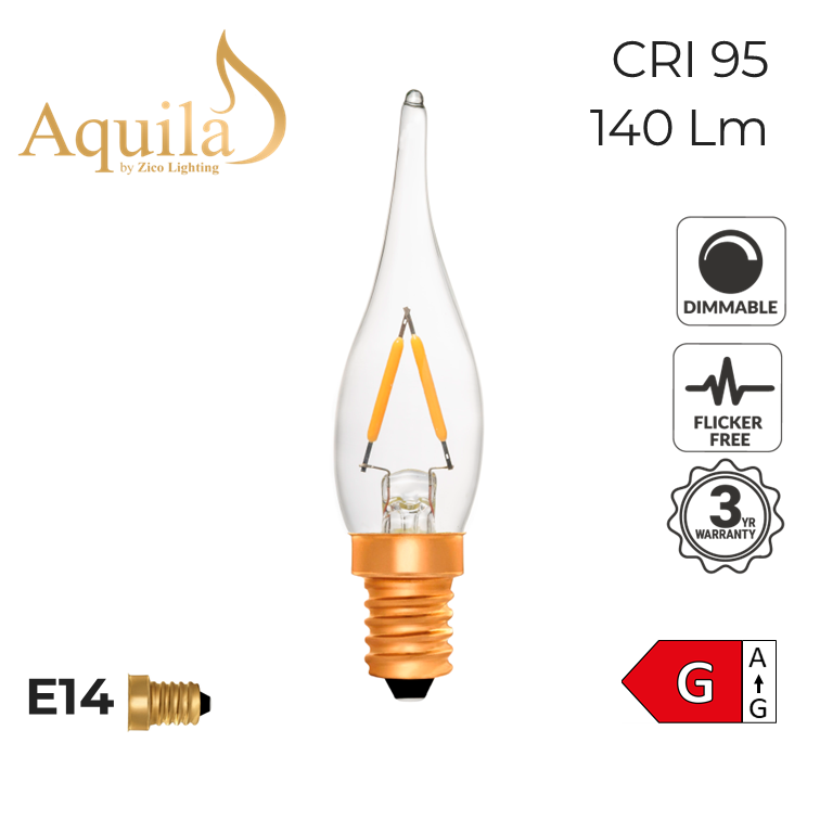 ​French Candle C22 Clear 2W 2200K E14 Light Bulb