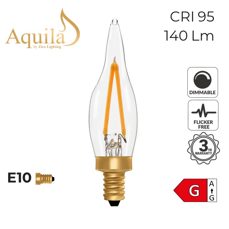 French Candle C22 Clear 2W 2200K E10 Light Bulb