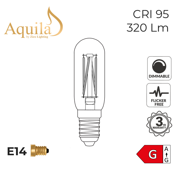 Tube T25 Clear Picture Light 4W 2700K E14 Light Bulb