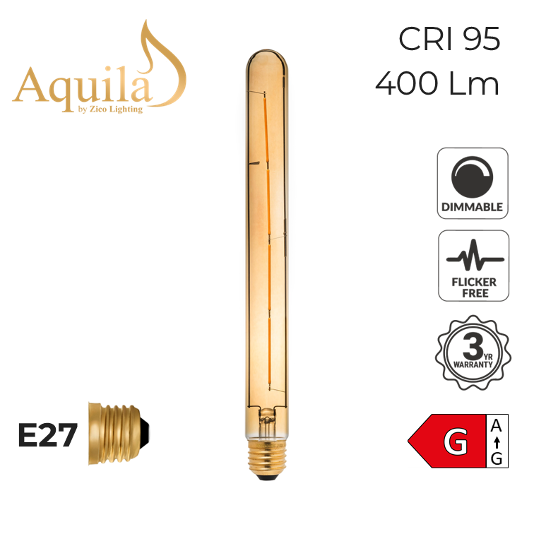 Tube T30 290mm Amber 6W 2000K E27 Light Bulb