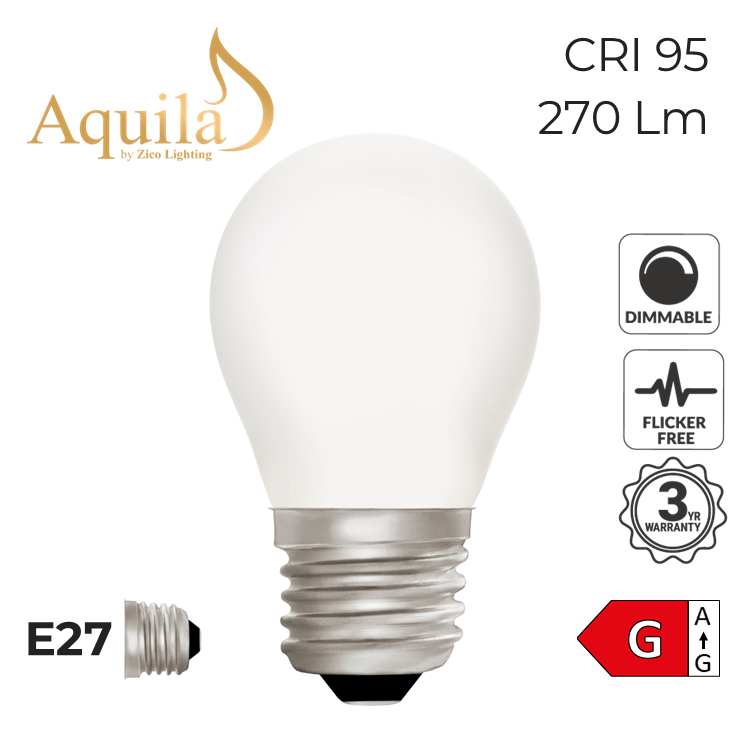 G45 Golfball Dim-to-Warm Porcelain Decorative LED Filament Bulb 4W 2000K to 2800K E27