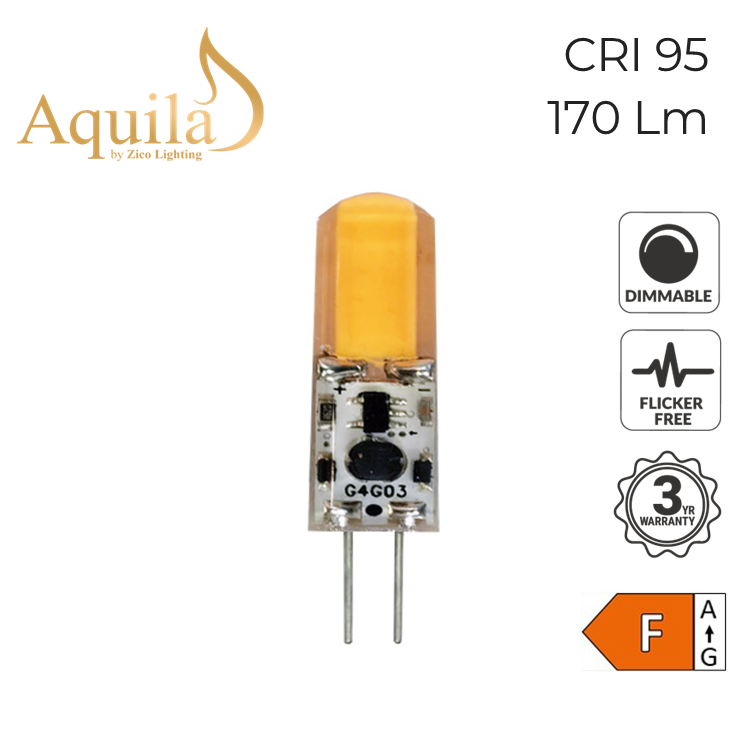 G4 Clear CRI95+ COB Warm White LED Capsule Bulb 1.5W 2700K 9-15V