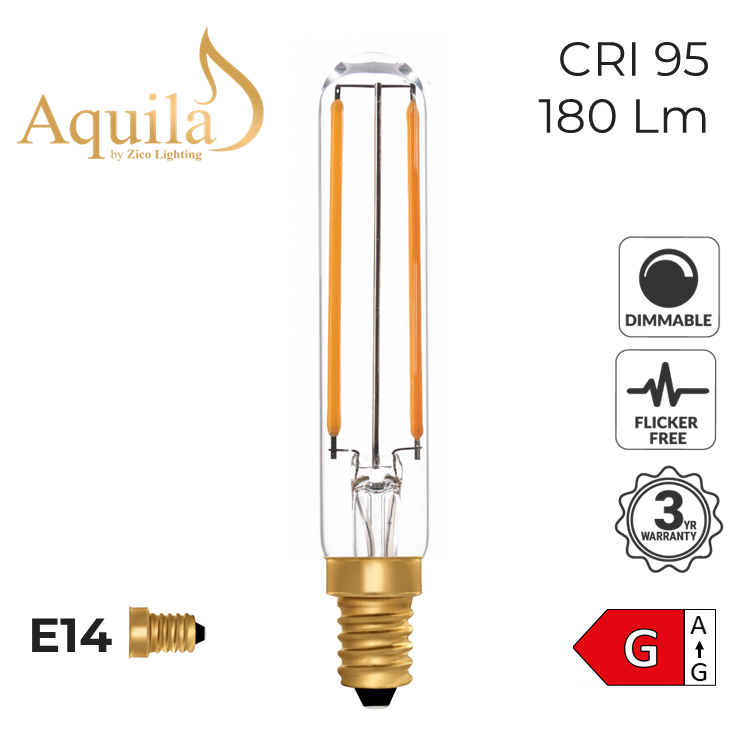 Tube T20 115mm Clear 2.5W 2200K E14 Light Bulb