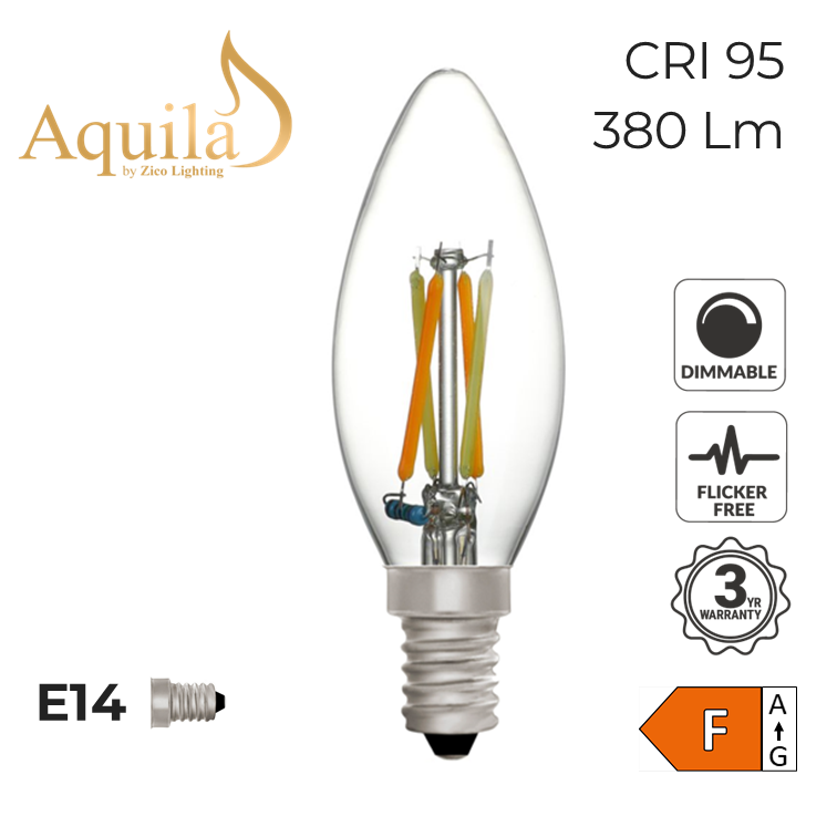 Candle C35 Dim-to-Warm Clear 4W E14 Light Bulb