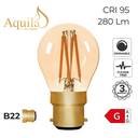 G45 Golfball Amber Ultra Warm Decorative LED Filament Bulb 4W 2000K B22