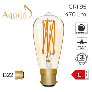 ST64 Squirrel Cage Amber Ultra Warm Decorative LED Filament Bulb 6W 2000K B22