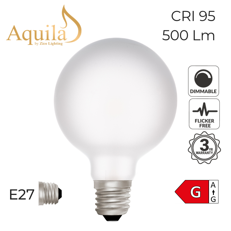 G95 Globe Frosted Dim-to-Warm Decorative LED Filament Bulb 6W 2000K-2800K E27