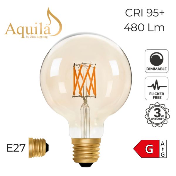 Globe G95 Amber 6W 2000K E27 Light Bulb