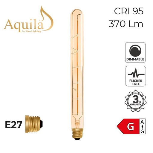 [ZIKD067/6W22E27A] Tube T30 300mm Amber 6W 2200K E27 Light Bulb