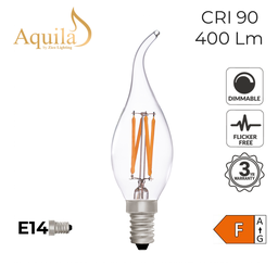 [ZIK008FT/4W27E14C] Flame Tip Candle C35 Clear 4W 2700K E14 Light Bulb
