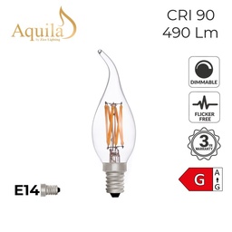 [ZIK008FT/6W27E14C] ​Flame Tip Candle C35 Clear 6W 2700K E14 Light Bulb