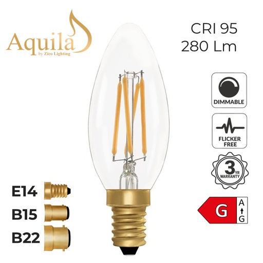 Candle C35 Clear 4W 2200K Light Bulb