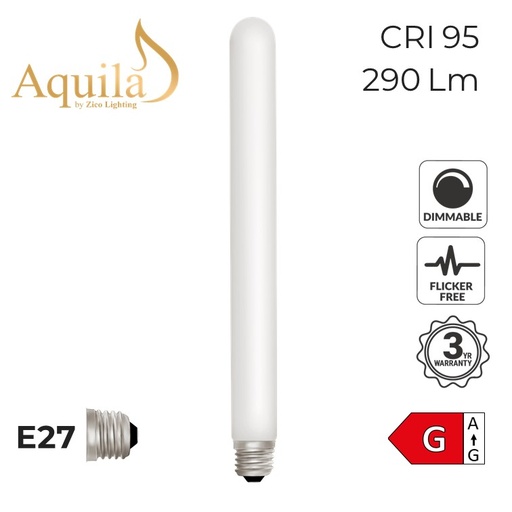 [ZIKD067/5W27E27P] Tube T30 300mm Porcelain 5W 2700K E27