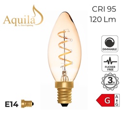 [ZIK008H/2W22E14A] ​Candle C35 Helix Amber 2W 2000K E14 Light Bulb