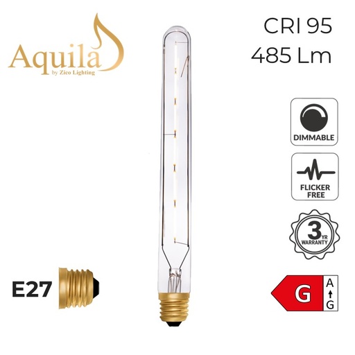 [ZIKD067/6W22E27C] ​Tube T30 300mm Clear 6W 2200K E27 Light Bulb