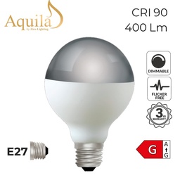 [ZIKG80S/6W27E27PS] Globe G80 Porcelain Silver Mirrored 6W 2700K E27 Light Bulb