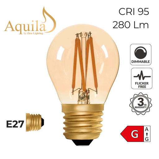 [ZL-G45/4W22E27A] G45 Golfball Amber Ultra Warm Decorative LED Filament Bulb 4W 2000K E27