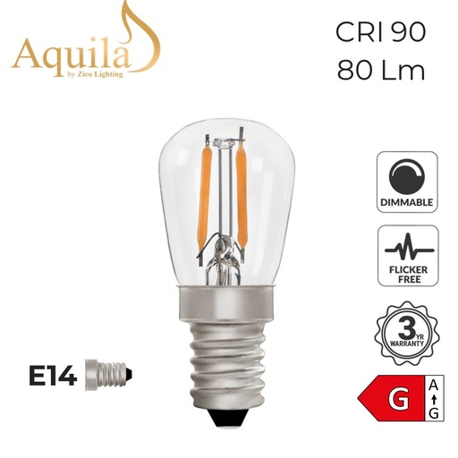 [ZL-ST26/1W27E14C] ST26 Pygmy Clear Warm White Decorative LED Filament Bulb 1W 2700K E14