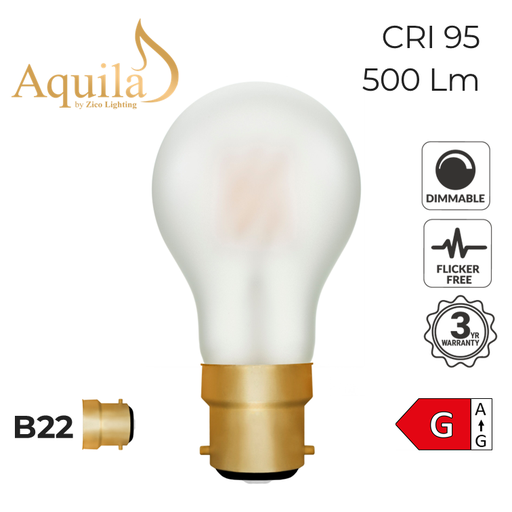 [ZL-A60/6W22B22F] A60 GLS Frosted Vintage Warm Decorative LED Filament Bulb 6W 2200K B22