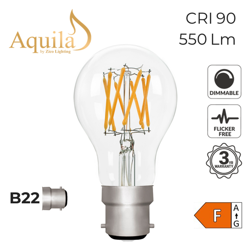 [ZL-A60/6W27B22C] GLS A60 Clear 6W 2700K B22 Light Bulb