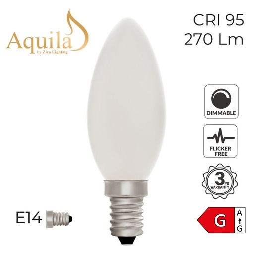 [ZL-C35/4WDWE14P] C35 Candle Porcelain Dim-to-Warm Decorative LED Filament Bulb 4W 2000K-2800K E14