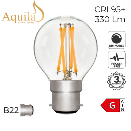 [ZL-G45/4W27B22C] G45 Golfball Clear Warm White Decorative LED Filament Bulb 4W 2700K B22