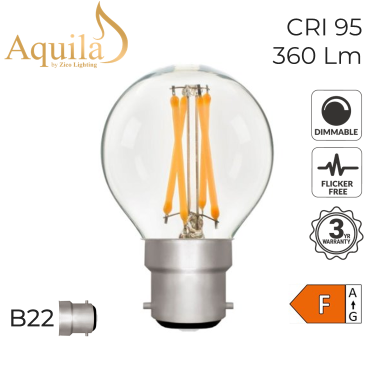 [ZL-G45/4W27B22C] Golfball G45 Clear 4W 2700K B22 Light Bulb