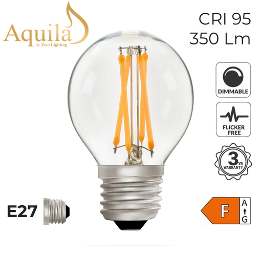 [ZL-G45/4W27E27C] Golfball G45 Clear 4W 2700K E27 Light Bulb