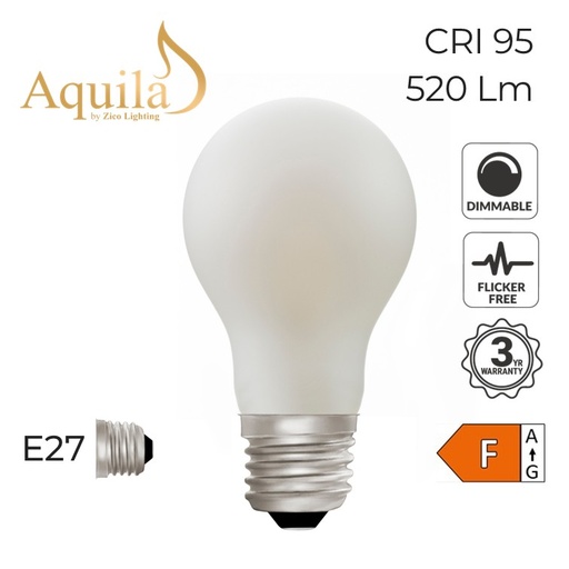 [ZL-A60/6WDWE27P] A60 GLS Porcelain Dim-to-Warm Decorative LED Filament Bulb 6W 2000K-2800K E27