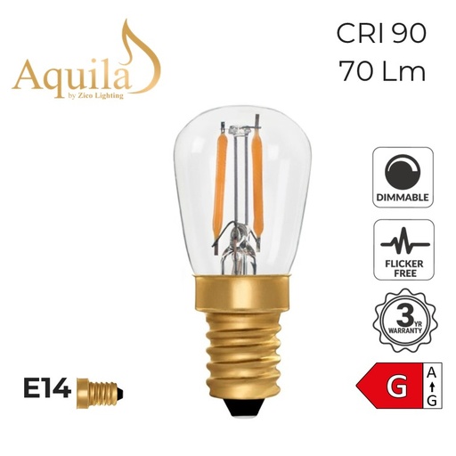 [ZL-ST26/1W22E14C] ST26 Pygmy Clear Vintage Warm Decorative LED Filament Bulb 1W 2200K E14